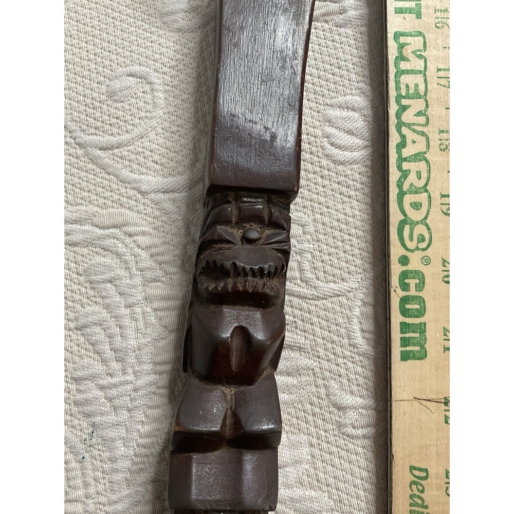Vintage MCM Fork Spoon Kitchen Wall Decor Tiki Totem Pole Hand Carved Wood 29" - Picture 13 of 16
